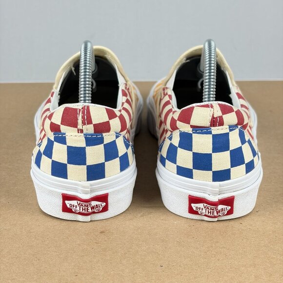 Vans Classic Slip On Checkerboard Sneakers Womens 8 Yellow Red Blue Casual - Picture 4 of 10